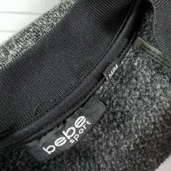 Bebe Sport Black Knit Jacket Scuba Sleeves Logo Patch Womens Size M Olympics '17 - Picture 6 of 8